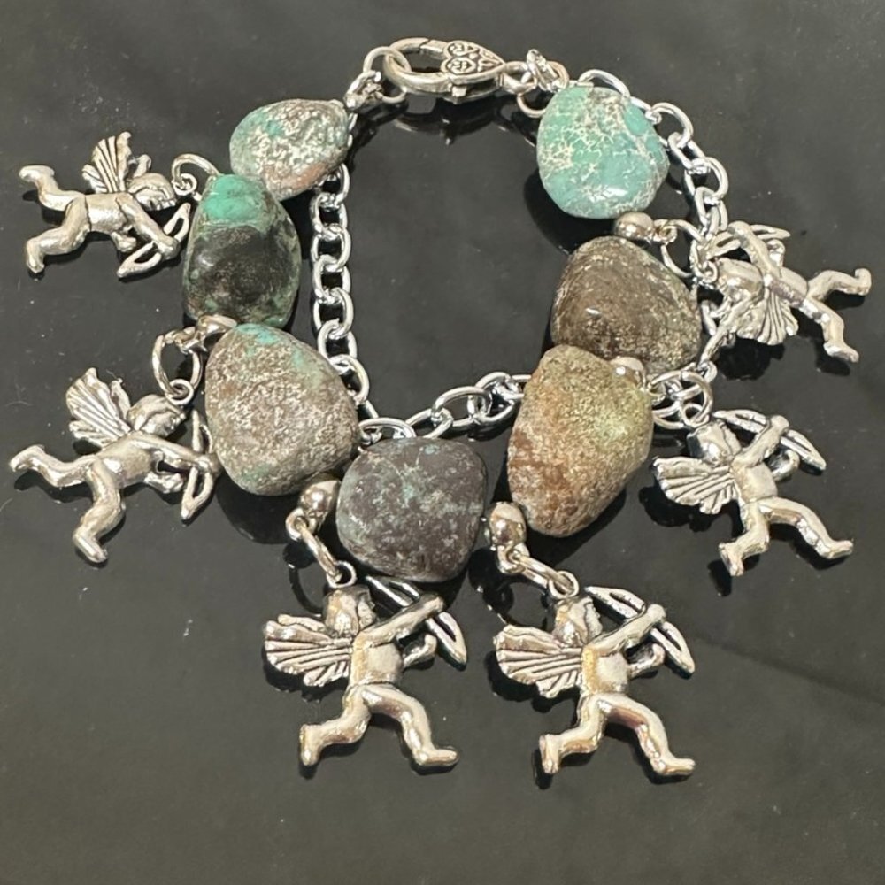 Crescent Valley Turquoise Nugget Bracelet Natural Untreated Gift Boho Cherub